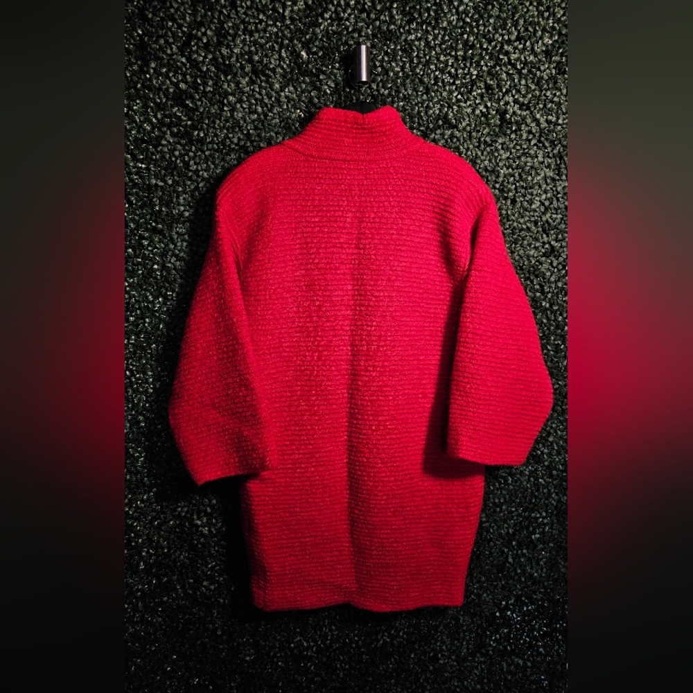 Vibrant Red Wool Knit Coat - Picture 4 of 6